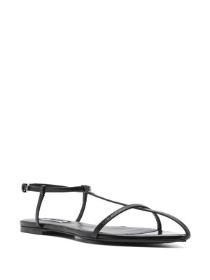 JIL SANDER Elegant Leather Flat Sandals with Multi-Way Straps