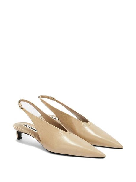 JIL SANDER Leather Slingback Pumps with Adjustable Strap