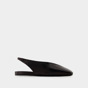 JIL SANDER Leather Ballet Flats with Square Toeline