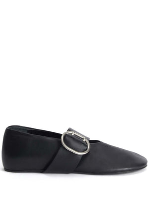 JIL SANDER Leather Ballet Flats with Buckle Fastening