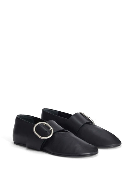 JIL SANDER Leather Ballet Flats with Buckle Fastening