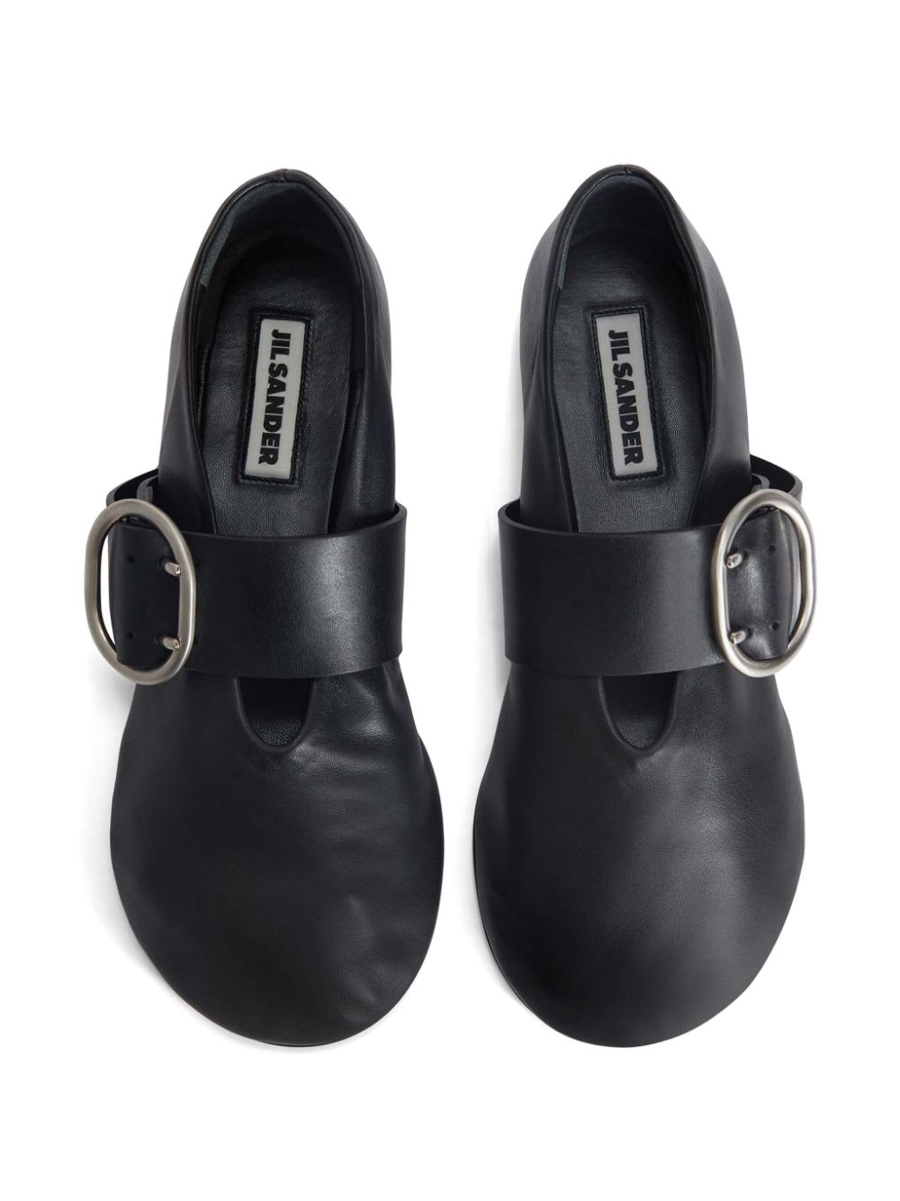 JIL SANDER Leather Ballet Flats with Buckle Fastening