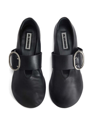 JIL SANDER Leather Ballet Flats with Buckle Fastening