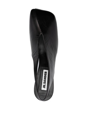 JIL SANDER 75MM Asymmetric Leather Slingback Pumps