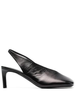 JIL SANDER 75MM Asymmetric Leather Slingback Pumps