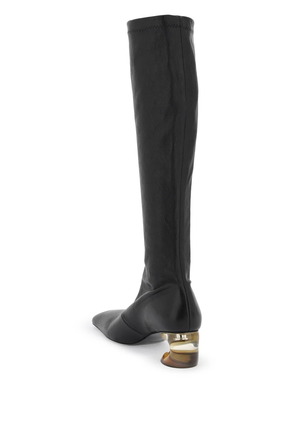 JIL SANDER Stretch Leather Boots with Sculptural Heel