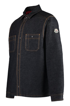 MONCLER Men's Contemporary Denim Shirt with Contrast Stitching