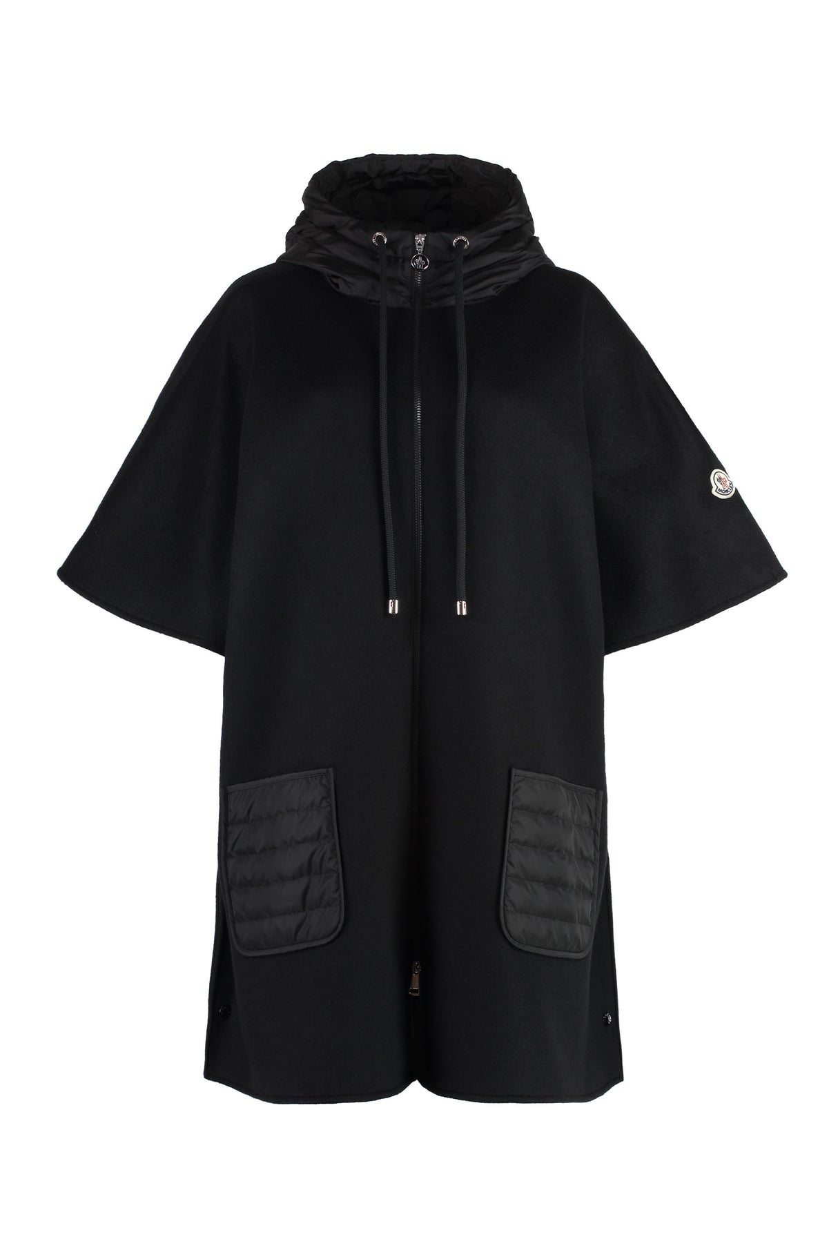 MONCLER Elegant Wool-Blend Padded Cape with Hood