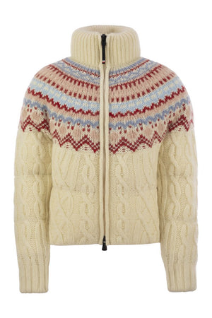 MONCLER GRENOBLE Geometric Pattern Women's Wool and Alpaca Down Jacket