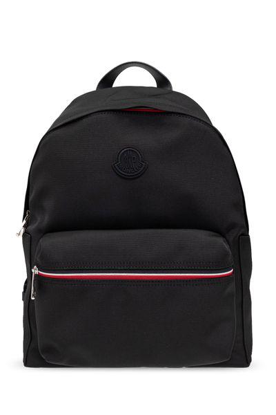 MONCLER Luxury Nylon Backpack with Leather Accents and Mini Pockets, 33x40.5x14 cm