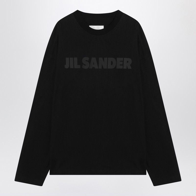 JIL SANDER Men's Essential Black Cotton Logo T-Shirt