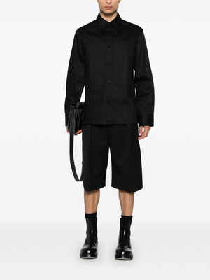 JIL SANDER 定番 ブラック コットンデニム プレススタッドシャツ メンズ用