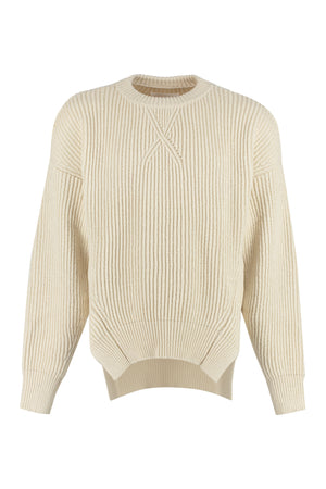 JIL SANDER White Ribbed Sweater with Side Slits - SS23 Collection