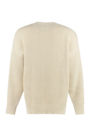 JIL SANDER White Ribbed Sweater with Side Slits - SS23 Collection