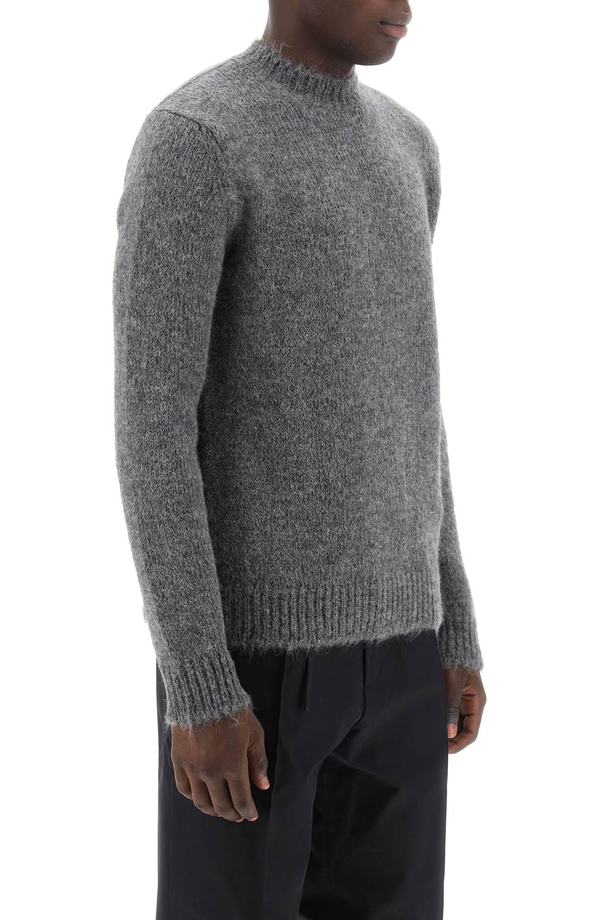 JIL SANDER Soft Melange Alpaca Crew Neck Sweater - Regular Fit