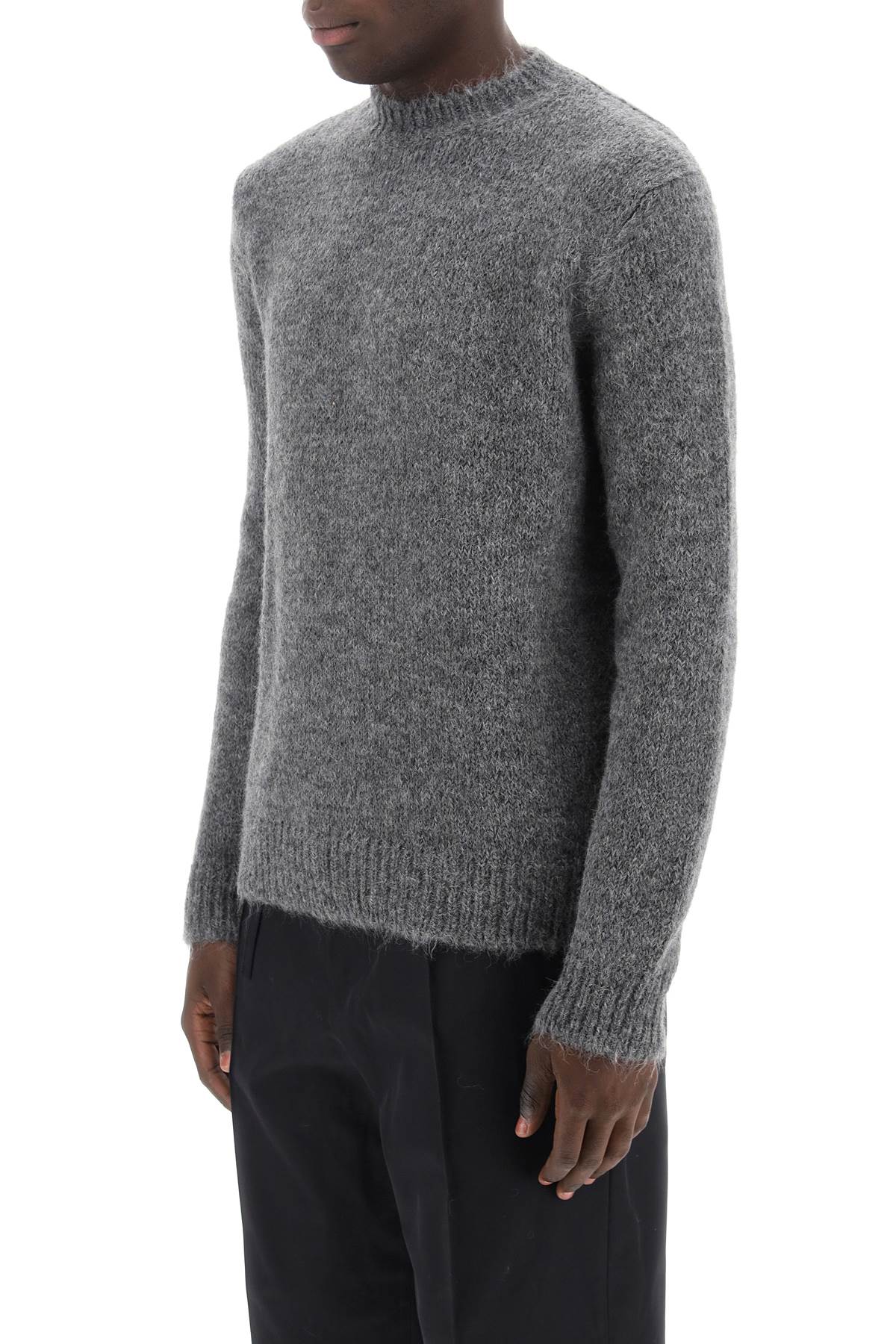 JIL SANDER Soft Melange Alpaca Crew Neck Sweater - Regular Fit