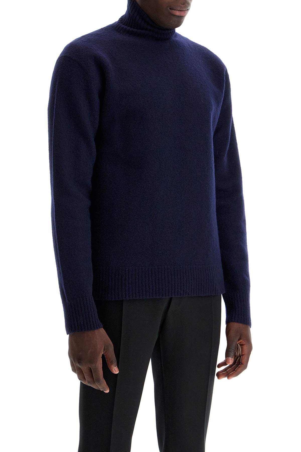 JIL SANDER Men's Premium Wool High Collar Turtleneck Sweater