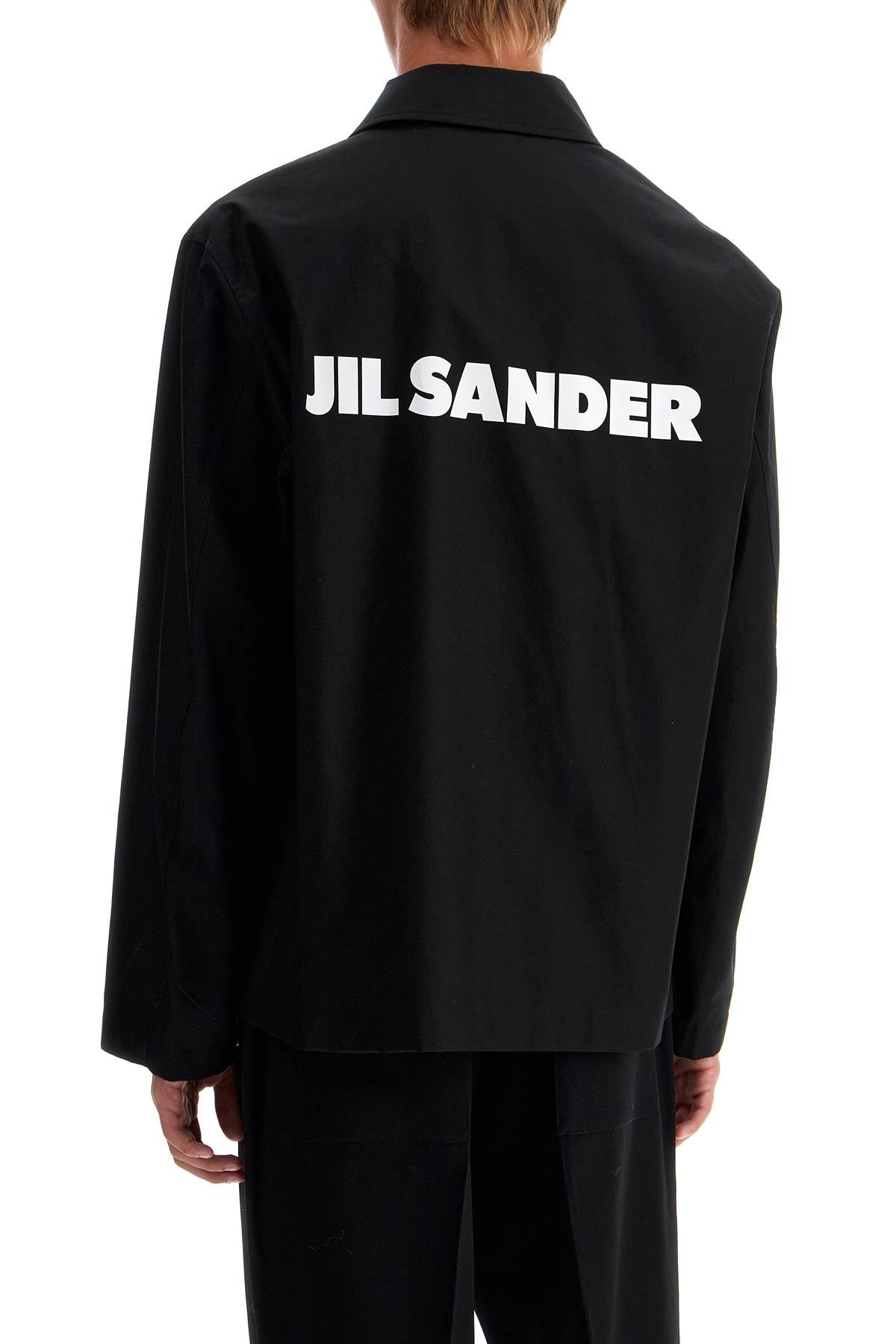 JIL SANDER Contemporary Cotton Overshirt with Logo Detail