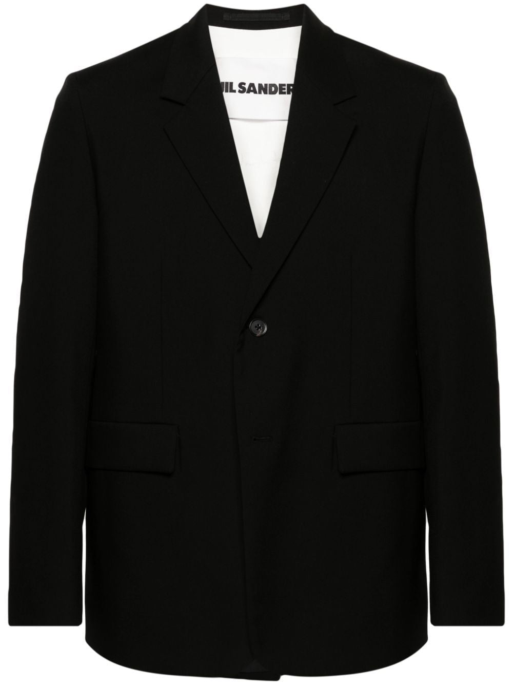 JIL SANDER Tailored Black Fine Wool Gabardine Blazer Jacket for Men