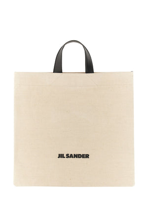 JIL SANDER Medium Double Leather Top Handle Tote Handbag