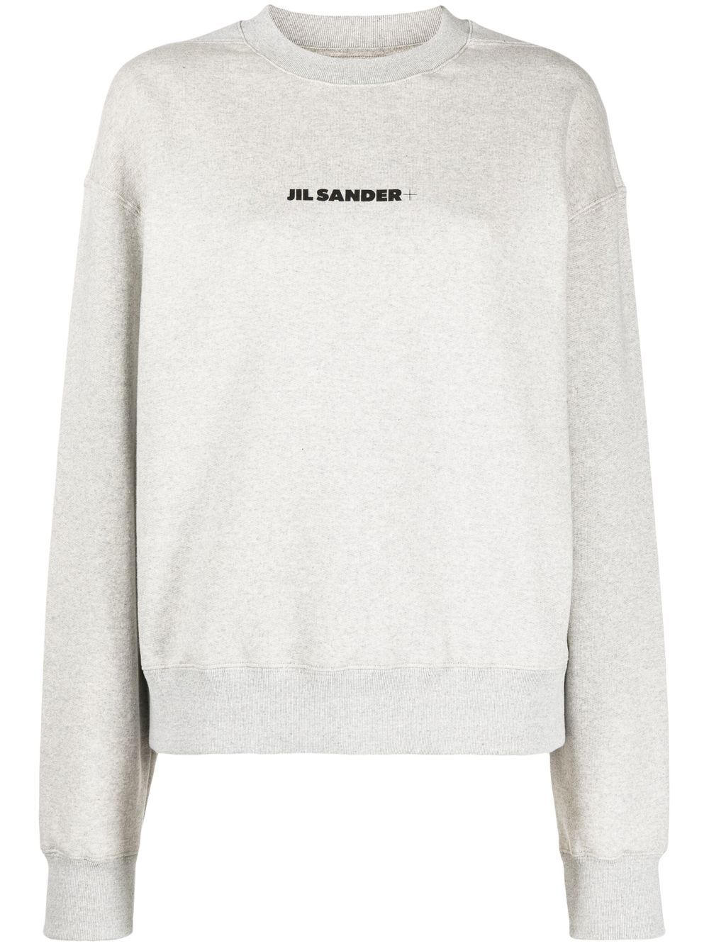 JIL SANDER Heather Grey Logo Cotton Sweatshirt