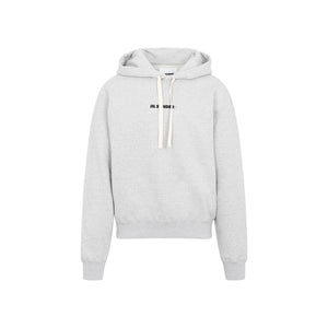 JIL SANDER Cotton Hoodie with Ribbed Edges for Men