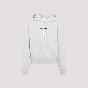 JIL SANDER Cotton Hoodie with Ribbed Edges for Men