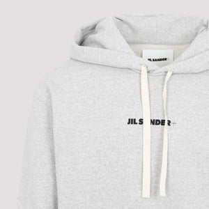 JIL SANDER Cotton Hoodie with Ribbed Edges for Men