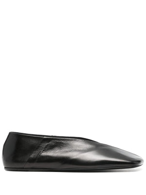 JIL SANDER Leather Ballet Flats with Square Toe Design