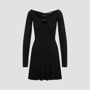 JACQUEMUS Elegant Mini Dress with Scalloped Neckline and Cut-Out Detail