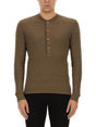 TOM FORD Slim Fit Ribbed Henley T-Shirt - Size 48