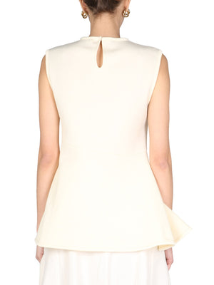 JIL SANDER Round Neck Top with Back Button Closure - Women’s SS22