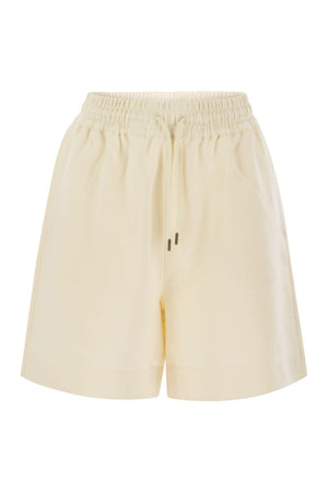 MONCLER Relaxed Fit Cotton Shorts with Logo Patch