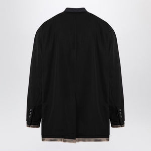 MAISON MIHARA YASUHIRO	 Men's Wool-Blend Wide Single Breasted Jacket with Raw Cut Hem