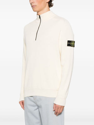 STONE ISLAND Half Zip Ribbed Cotton Knit Jumper for Men - SS25