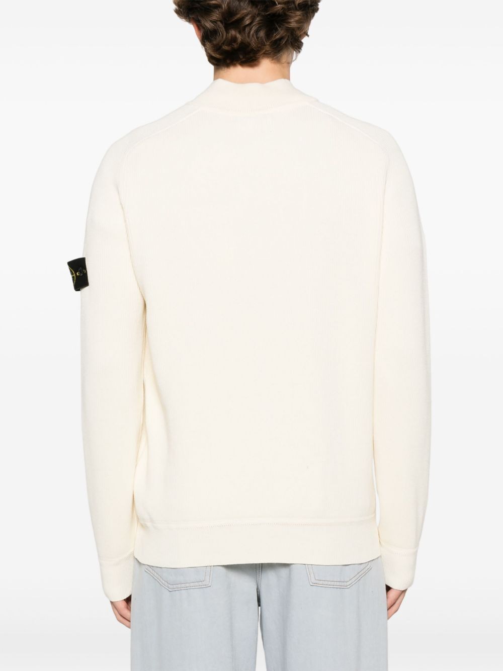 STONE ISLAND Half Zip Ribbed Cotton Knit Jumper for Men - SS25