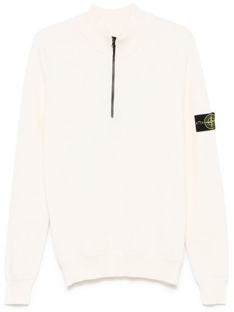 STONE ISLAND Half Zip Ribbed Cotton Knit Jumper for Men - SS25