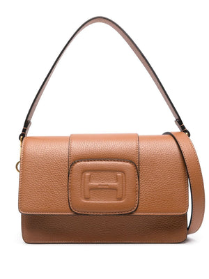 HOGAN Pebbled Leather Crossbody Handbag with Detachable Strap