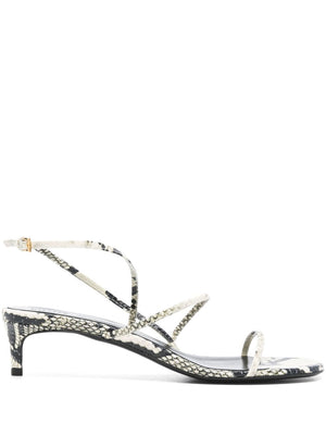 KHAITE Chic Snakeskin Print Kitten Heel Sandals