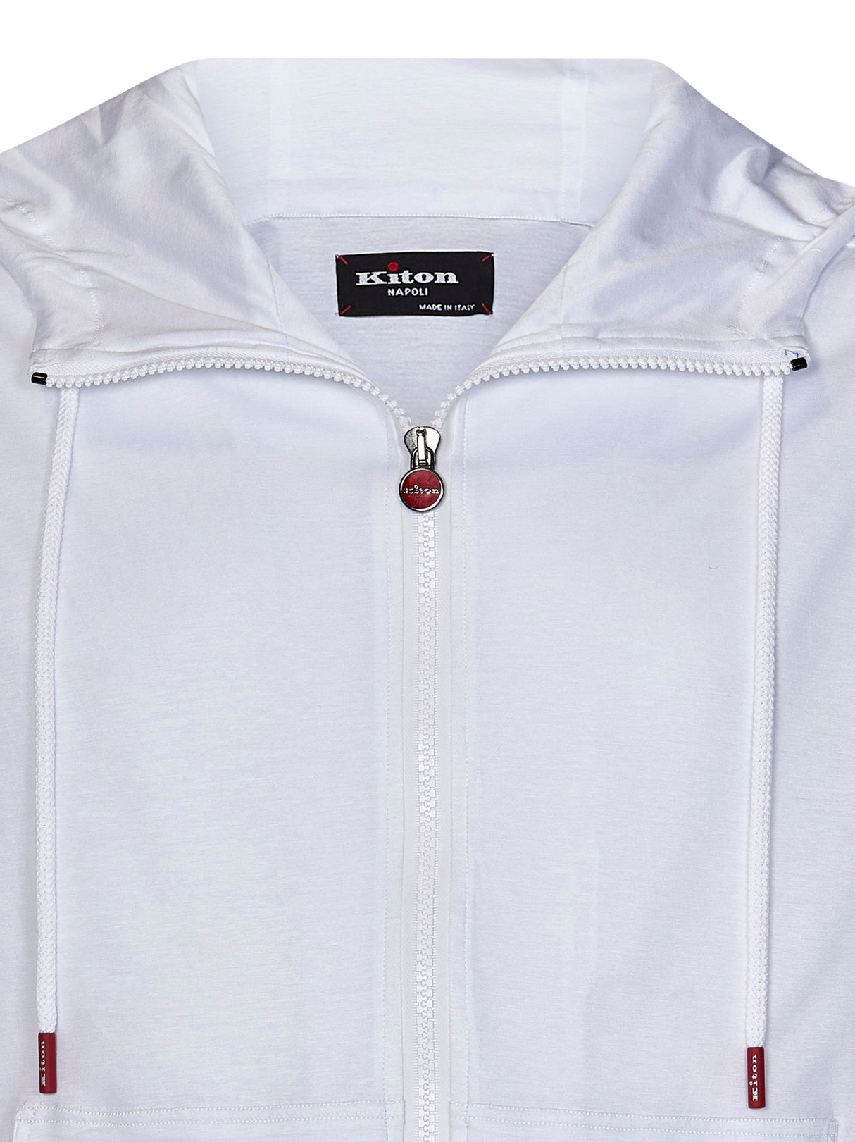 KITON Men's Zip-Up Sweatshirt with Drawstring Hood