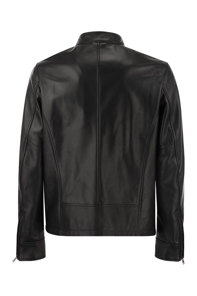 HOGAN Leather Biker Jacket for Men - Regular Fit