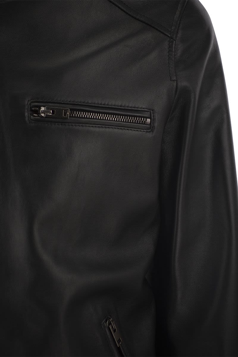 HOGAN Leather Biker Jacket for Men - Regular Fit