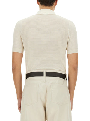 TOM FORD Luxury Cotton-Silk Polo Shirt - Size 48 IT