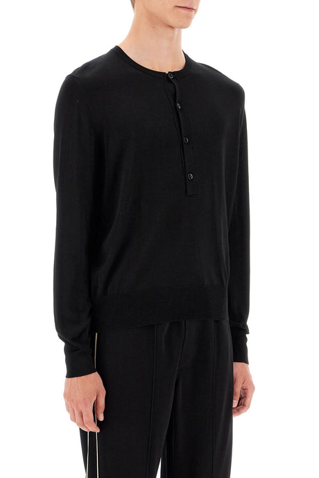 TOM FORD Silk Henley Neckline Pullover - Size 50