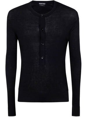 TOM FORD Men's Luxury Knit Henley Top