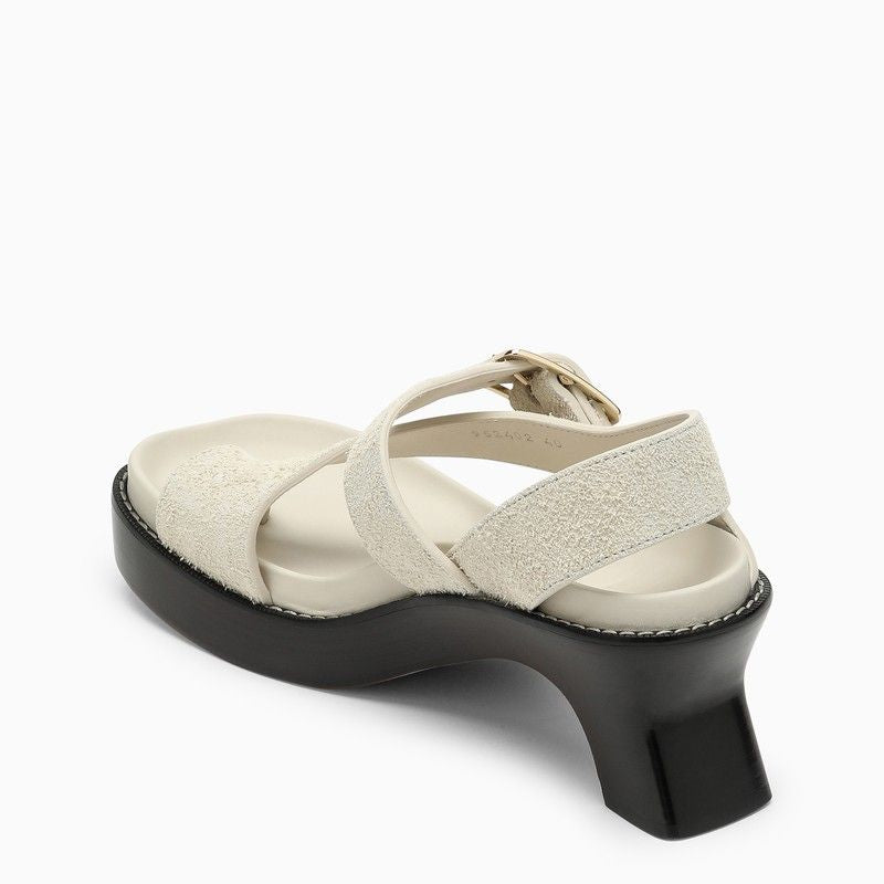 LOEWE Elegant Suede Heeled Slide Sandals