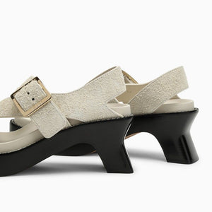 LOEWE Elegant Suede Heeled Slide Sandals