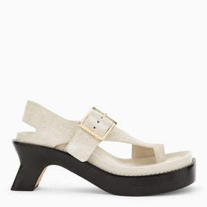 LOEWE Elegant Suede Heeled Slide Sandals