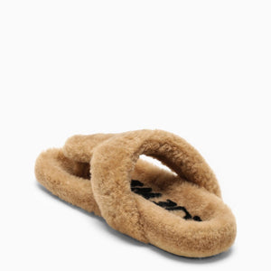 LOEWE Cozy Chic Beige Shearling Sandal for Women - FW23 Collection