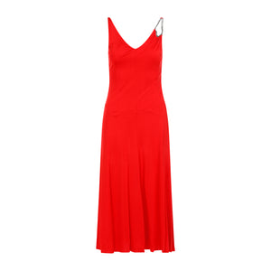 LANVIN Sleeveless Midi Dress with Unique Shoulder Detail